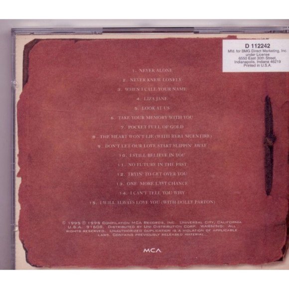 VINCE GILL SOUVENIRS CD, ©1995 MCA, 15 Tracks! - Picture 2 of 2